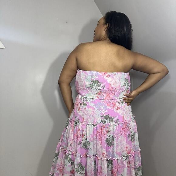 Express Floral Maxi Dress Large Tiered Fairy Coquette Cottagecore Ruffles Flowy - Picture 8 of 9